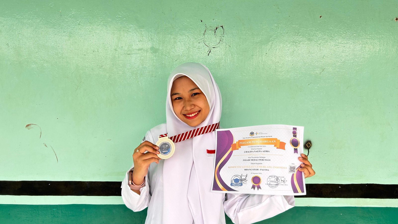 Ukir Prestasi di Kancah Nasional, Chalifa Naufa Azira Sabet Perunggu Bidang Studi PAI